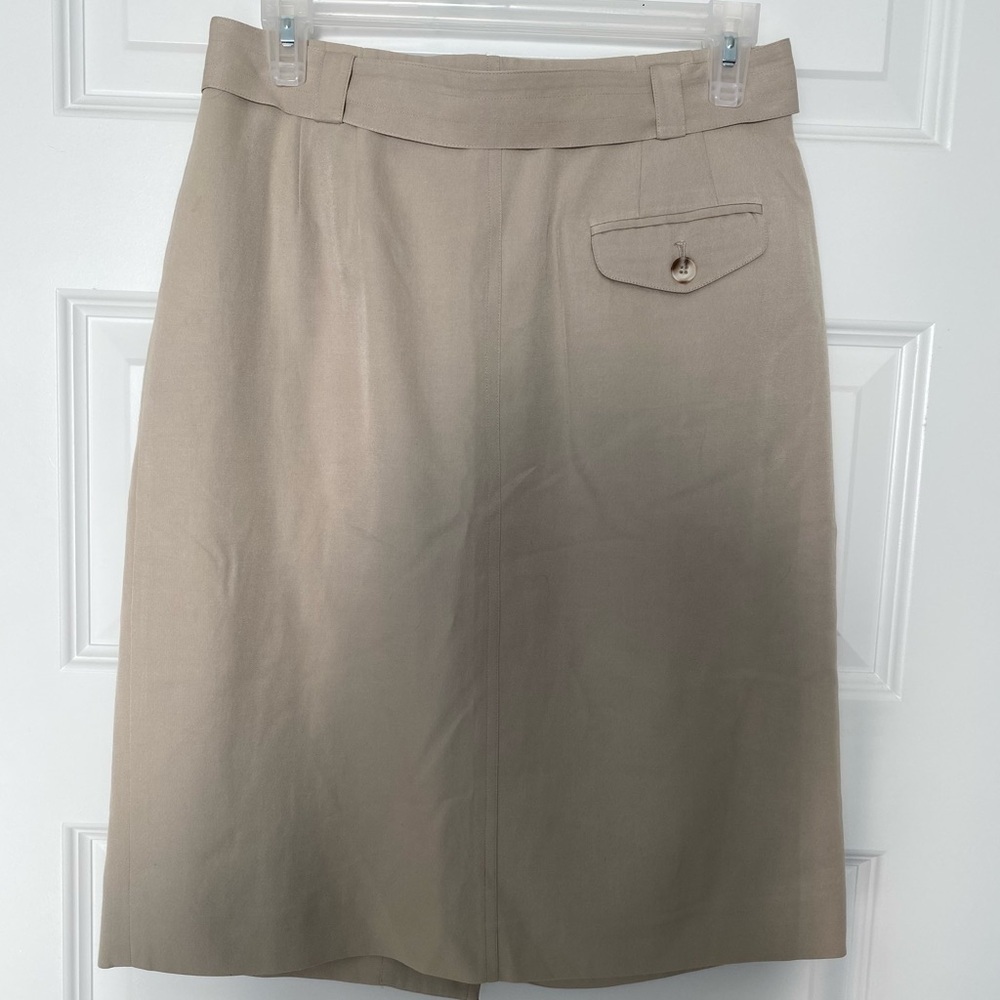 Liz Claiborne Button Down Tan Midi Belted Sz 12 Petite - Picture 4 of 10